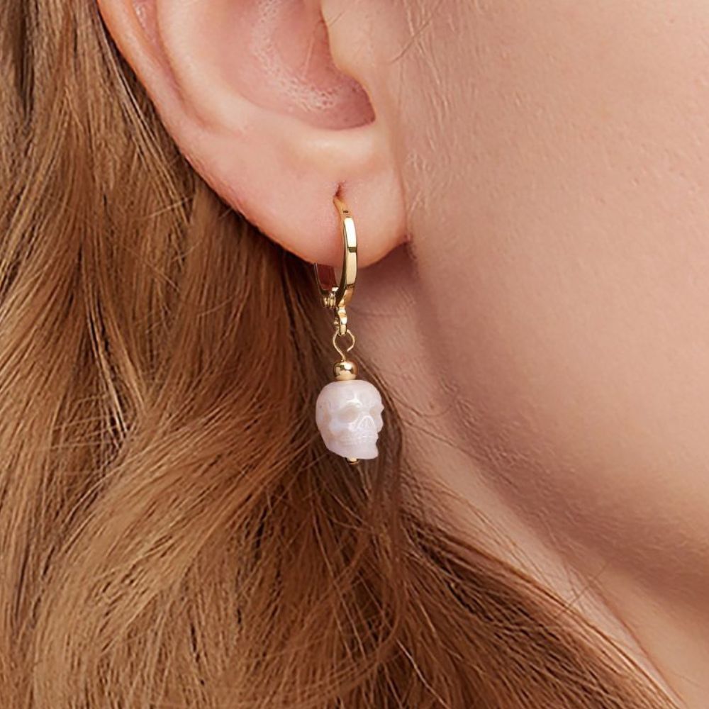 PEARL SKULL EARRINGS (PAIR)
