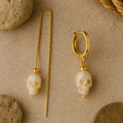 PEARL SKULL EARRINGS (PAIR)