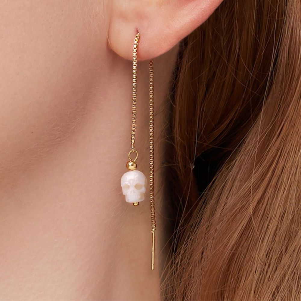 PEARL SKULL EARRINGS (PAIR)