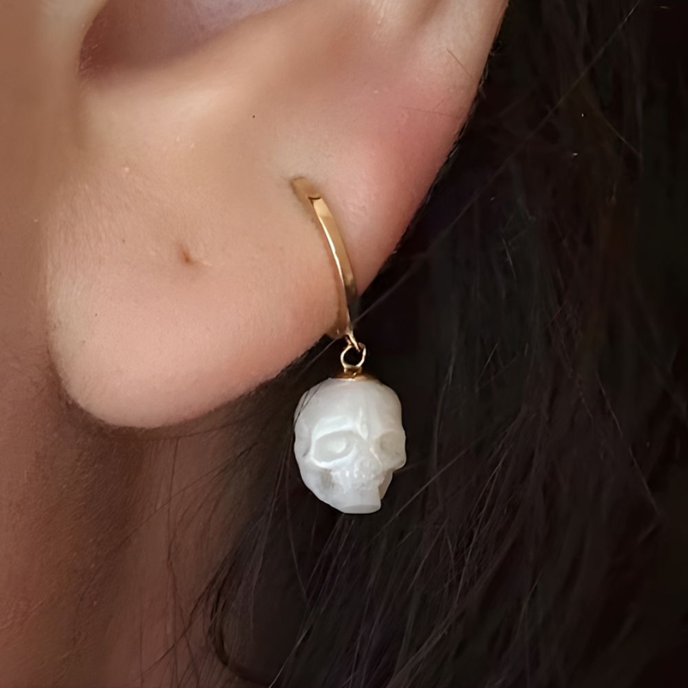 PEARL SKULL EARRINGS (PAIR)